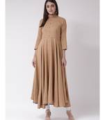 Women's Brown Cotton Calf Length Kurta
