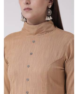 Women's Brown Cotton Calf Length Kurta 5