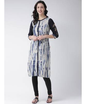 Women's Blue Rayon Calf Length Kurta 1