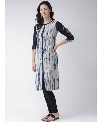 Women's Blue Rayon Calf Length Kurta 2