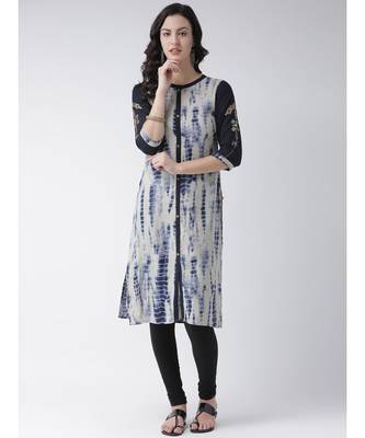 Women's Blue Rayon Calf Length Kurta 5