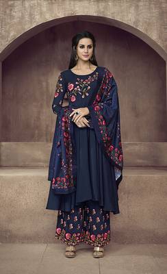 Blue embroidered cotton salwar 1