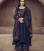 Blue embroidered cotton salwar