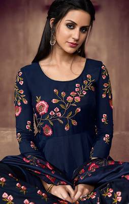 Blue embroidered cotton salwar 3