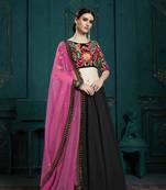 Black Embroidered Georgette Semi Stitched Lehenga