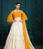 White Embroidered Georgette Semi Stitched Lehenga