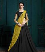 Black Embroidered Georgette Semi Stitched Lehenga
