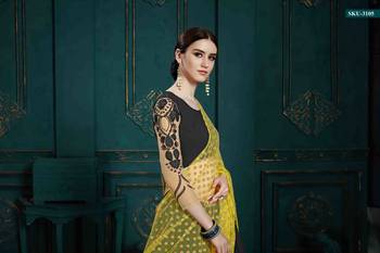Black Embroidered Georgette Semi Stitched Lehenga 4