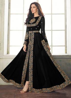 Black Embroidered Faux Georgette Salwar 2