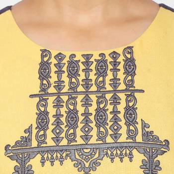 Yellow embroidered viscose kurtas-and-kurtis 5