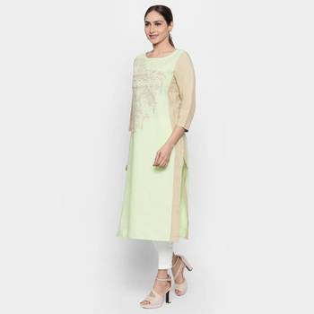 Green embroidered viscose kurtas-and-kurtis 2