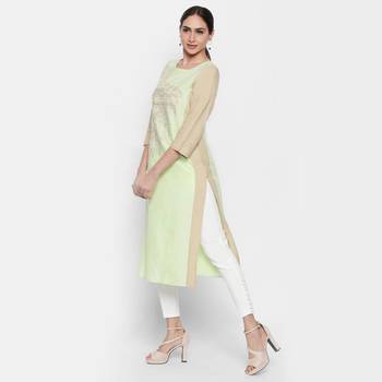 Green embroidered viscose kurtas-and-kurtis 3
