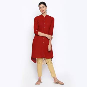 Maroon embroidered rayon kurtas-and-kurtis 1