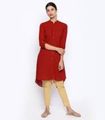 Maroon embroidered rayon kurtas-and-kurtis