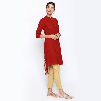 Maroon embroidered rayon kurtas-and-kurtis 2