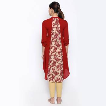 Maroon embroidered rayon kurtas-and-kurtis 4