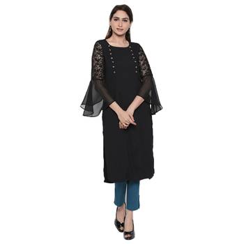 Black embroidered polyester kurtas-and-kurtis 1