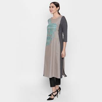 Grey embroidered viscose kurtas-and-kurtis 2