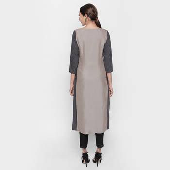 Grey embroidered viscose kurtas-and-kurtis 3