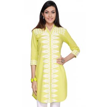 Lemon plain cotton kurtas-and-kurtis 1