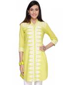 Lemon plain cotton kurtas-and-kurtis