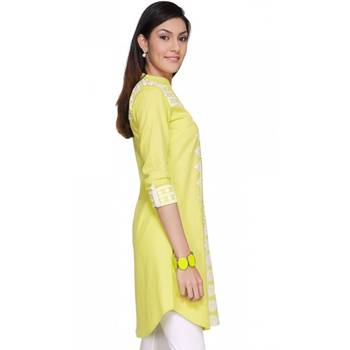 Lemon plain cotton kurtas-and-kurtis 2