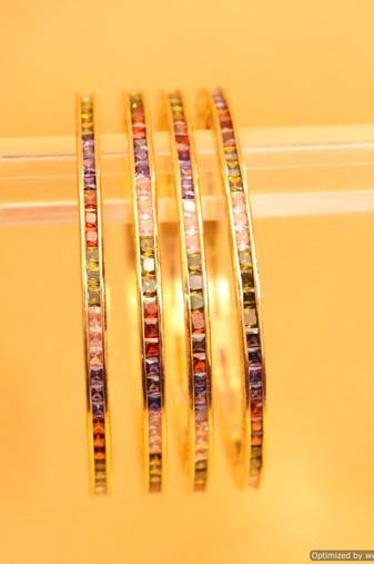Multicolour Gold Plated Semi Precious Bangles