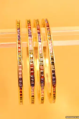 Multicolour Gold Plated Semi Precious Bangles