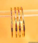 Multicolour Gold Plated Semi Precious Bangles