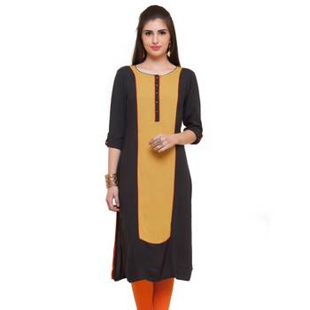 Grey plain viscose kurtas-and-kurtis 2