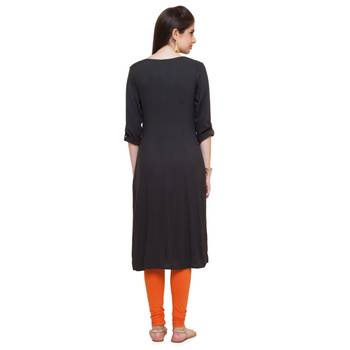 Grey plain viscose kurtas-and-kurtis 3