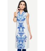 White printed rayon kurtas-and-kurtis
