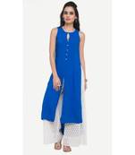 Blue plain rayon kurtas-and-kurtis