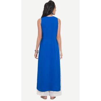 Blue plain rayon kurtas-and-kurtis 3