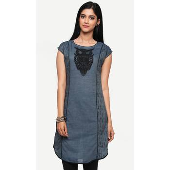 Blue embroidered denim kurtas-and-kurtis 1