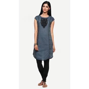Blue embroidered denim kurtas-and-kurtis 2