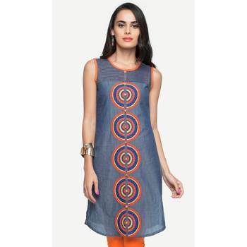 Blue embroidered denim kurtas-and-kurtis 1
