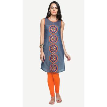 Blue embroidered denim kurtas-and-kurtis 2