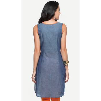 Blue embroidered denim kurtas-and-kurtis 3