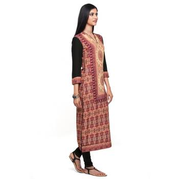 Beige printed rayon kurtas-and-kurtis 2