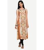 Yellow printed rayon kurtas-and-kurtis