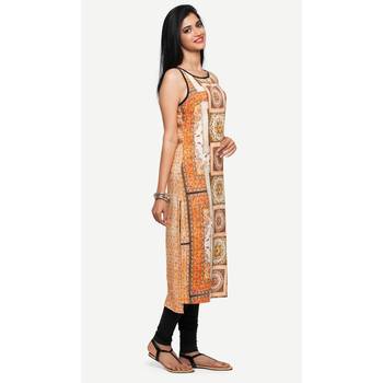 Yellow printed rayon kurtas-and-kurtis 2