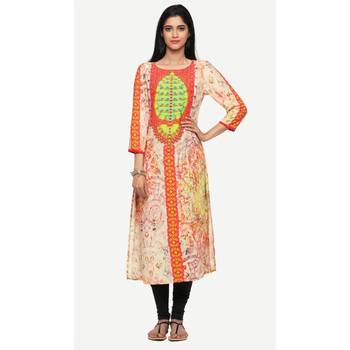 Beige printed rayon kurtas-and-kurtis 1