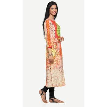 Beige printed rayon kurtas-and-kurtis 2
