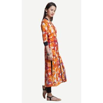 Orange printed rayon kurtas-and-kurtis 2