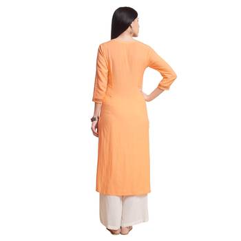 Orange plain viscose kurtas-and-kurtis 1