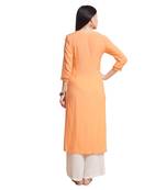 Orange plain viscose kurtas-and-kurtis
