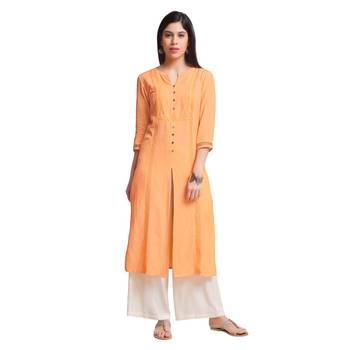 Orange plain viscose kurtas-and-kurtis 2