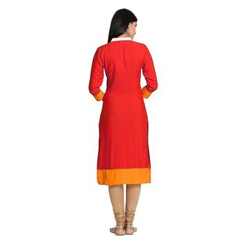 Red embroidered viscose kurtas-and-kurtis 1