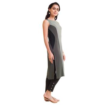 Grey plain rayon kurtas-and-kurtis 2